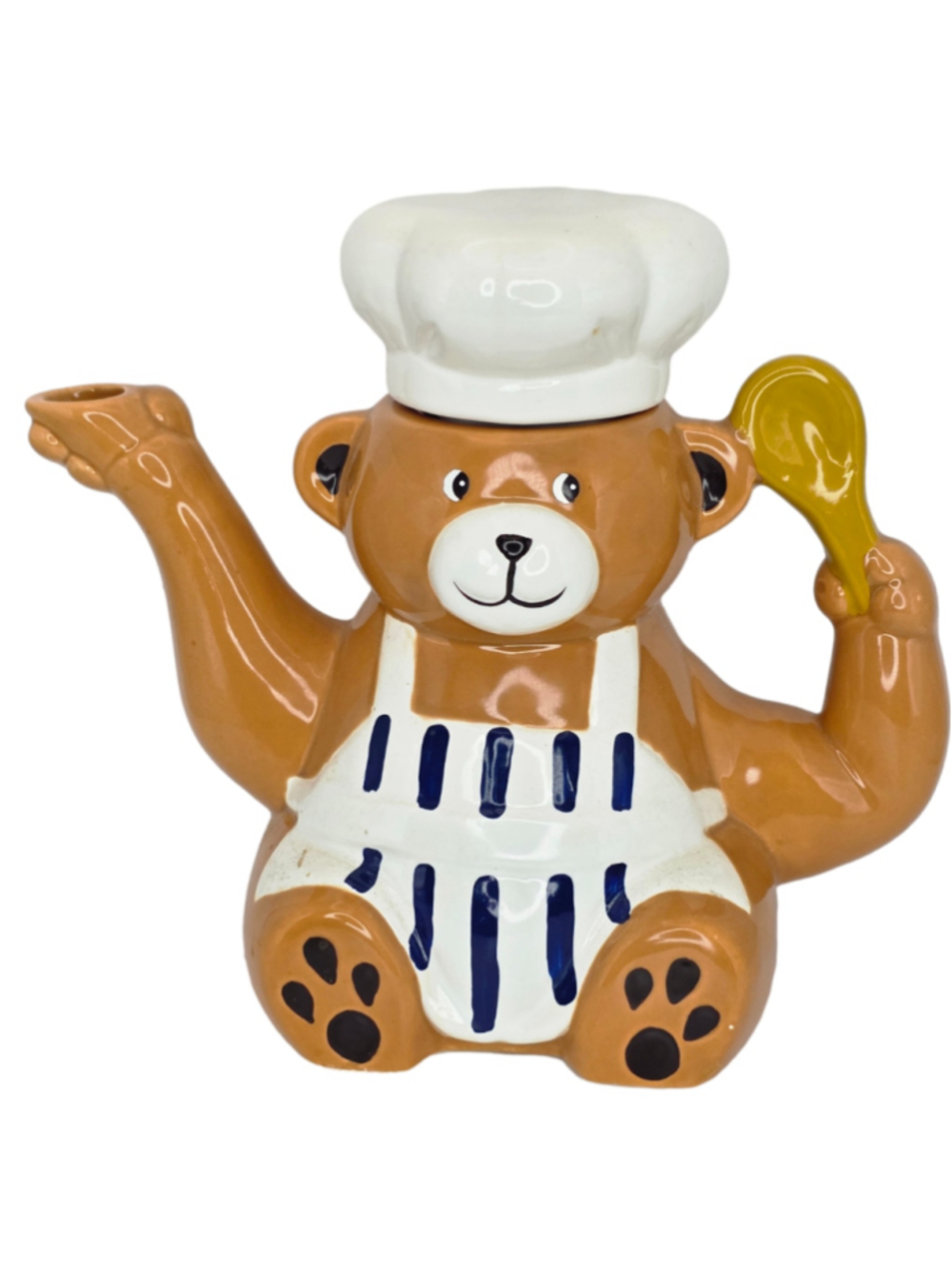 Unbranded Chef Teddy Bear Ceramic Teapot One Size Brown White